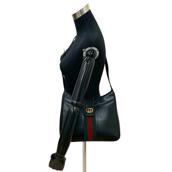 GUCCI Authentic Black Leather Shoulder Bag - Picture 2 of 10